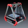 Red 3D Printer With Metal Frame Yellow Filament Spool And Display Screen As Office Appliance