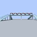 Modern Landscape Bridge Architectural Models Featuring Arch Structures And Steel Frames 3d model