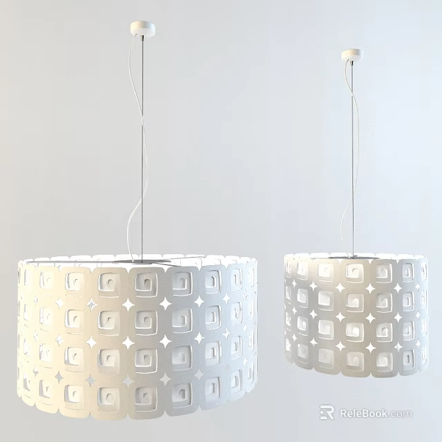 Modern Cylindrical Pendant Lights With Geometric Pattern For Ceiling Decoration 3d model