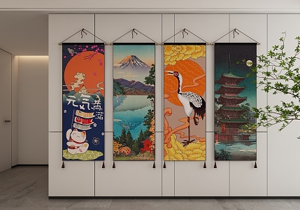 Japanese Decorative Hanging Picture Scroll 3d model