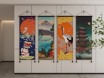 Japanese Decorative Hanging Picture Scroll 3d model