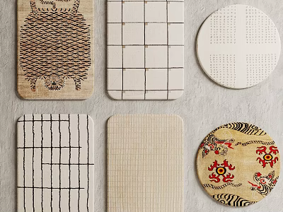 Various Designed Square Rugs With Grid Striped Textured And Geometric Patterns 3d model