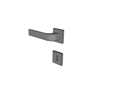Sleek Modern Door Handle With Rectangular Lock Plate And Metal Finish 3d model