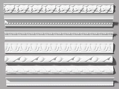 Gypsum Crown Molding With Various Elegant Decorative Designs For Interior Decoration 3d model