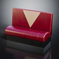 Stylish Red Upholstered Booth Seat With Beige Triangle Backrest Design And Black Base