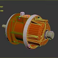 Red Industrial Mechanical Component With Silver Rings Connecting Shafts And Metallic Design