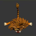 Cute Cartoon Lion Character With Orange Mane Green Eyes And Blue Shorts