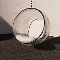 Unique Spherical Hanging Sofa With Transparent Frame And White Cushion In Modern Interior