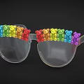 Unique Colorful Bear Shaped Jewelry Decorated On Clear Lens Sunglasses Frame