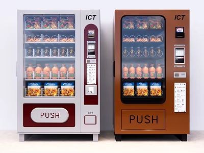 Silver and Brown Commercial Equipment Vending Machines with ICT Brand Push Button Drinks and Snacks 3d model
