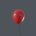 Single Red Helium Balloon With String Against Gray Background In Studio