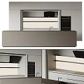 Modern Kitchen Interior With Gray Island Counter White Cabinets And Built In Appliances