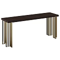 Modern Functional Desk with Dark Wood Top and Gold Metal Legs