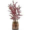 Decorative Red Berry Branches Arranged In Glass Vase For Home Decoration