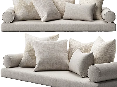 Cozy Sofa With Various Patterned Throw Pillows 3d model