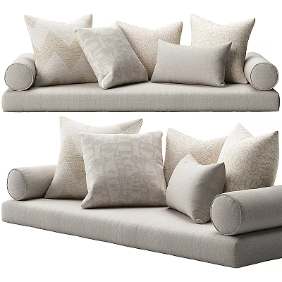 Cozy Sofa With Various Patterned Throw Pillows 3d model