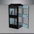 Vintage Telephone Booth With Open Glass Door And Interior Telephone Equipment