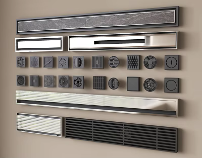 Various Modern Styles Bathroom Accessories Including Floor Drains Drain Covers And Vent Grilles 3d model