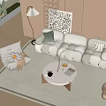 Modern sofa coffee table combination cream 3d model