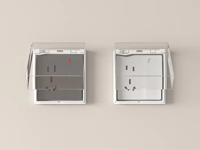 Two Gray And White Household Sockets With Transparent Covers And MAX Label 3d model