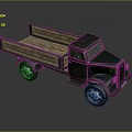 Vintage Green Truck With Wooden Bed And Classic Retro Design