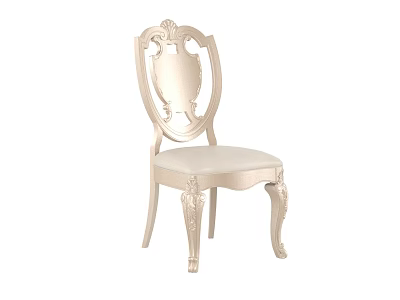 Elegant Light Colored European Style Dining Chair With Carved Details And Upholstered Seat 3d model