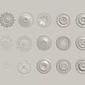 White Intricate Carved Ceiling Roses with Various Decorative Design Patterns 3d model