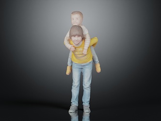 Modern Double Child Teenage 3d model