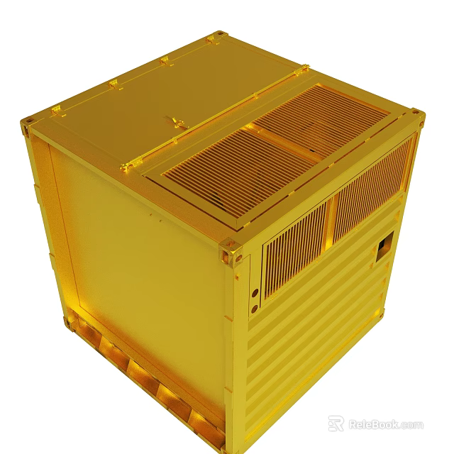Sturdy Golden Metal Container With Ventilation Vents And Industrial Structure Design 3d model 