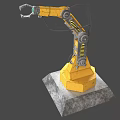 Smart Machine Mechanical Arm in Yellow and Silver with Green Indicator Light 3d model