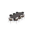 Modern Minimalist Dining Table And Chairs Set With Black Oval Table And Light Wooden Seats
