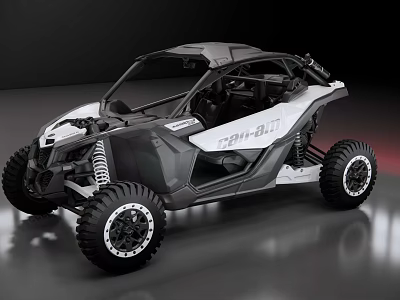 Can Am UTV Black And White Open Cabin With Large Off Road Tires 3d model