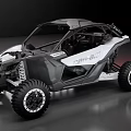 Can Am UTV Black And White Open Cabin With Large Off Road Tires