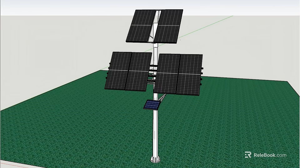 Solar Powered Outdoor Light with Multiple Panels for Garden Lawn Area 3d model 