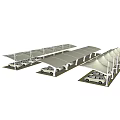 White Carport Canopies Covering Parking Lot Vehicles with Modern Sturdy Structure
