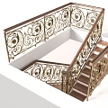 Luxurious Staircase With Ornate Metal Railings And Intricate Leaf Shaped Decorative Elements