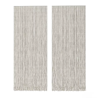 Light Gray Vertical Striped Linen Blend Curtains Modern Minimalist Design for Living Room Decor 3d model