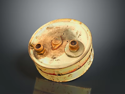 Vintage Electronic Appliance Featuring Circular Rusted Metal Casing And Ports 3d model