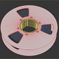 Silver Metal Film Reel With Modern Design Brown Accents And Central Hole