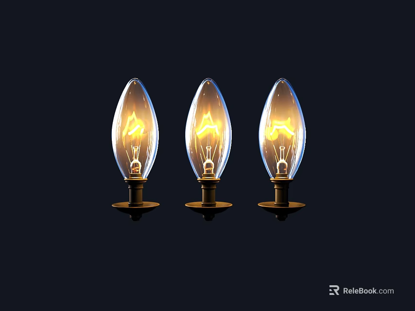 Three Teardrop Shaped Decorative Lights With Glass Shades And Warm Yellow Glow 3d model 