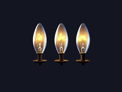 Three Teardrop Shaped Decorative Lights With Glass Shades And Warm Yellow Glow 3d model