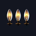 Three Teardrop Shaped Decorative Lights With Glass Shades And Warm Yellow Glow