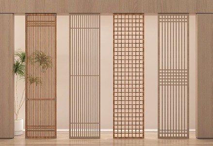 New Chinese Style Partition Hollow Partition Wooden Partition Lattice Partition 3d model