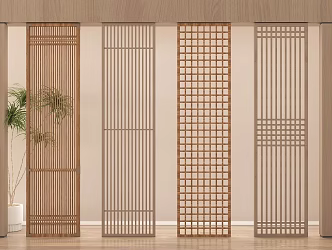 New Chinese Style Partition Hollow Partition Wooden Partition Lattice Partition 3d model