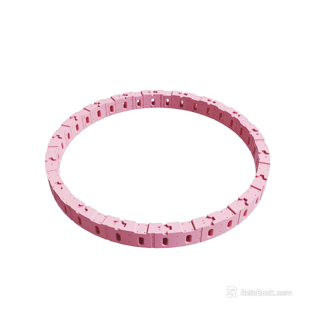 Pink Circular Cable Chain With Interlocking Links For Machinery Applications 3d model 