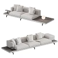 Modern Light Gray Sofa Set With Multiple Cushions Tray Side Table And Black Legs 3d model