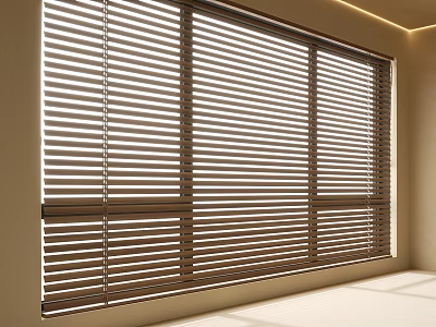 Modern Wooden Blinds Design for Window Filtering Natural Light Home Interior 3d model