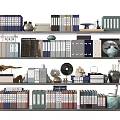 Decorative Ornaments Collection on Multi Layered Shelves With Books Vases Figurines and Decor Items