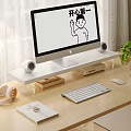 Modern Computer Monitor Stand With Keyboard Speakers And Organized Desktop Setup