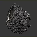 Natural Black Stone and Solid Wood Decorative Piece with Porous Surface and Rustic Texture 3d model